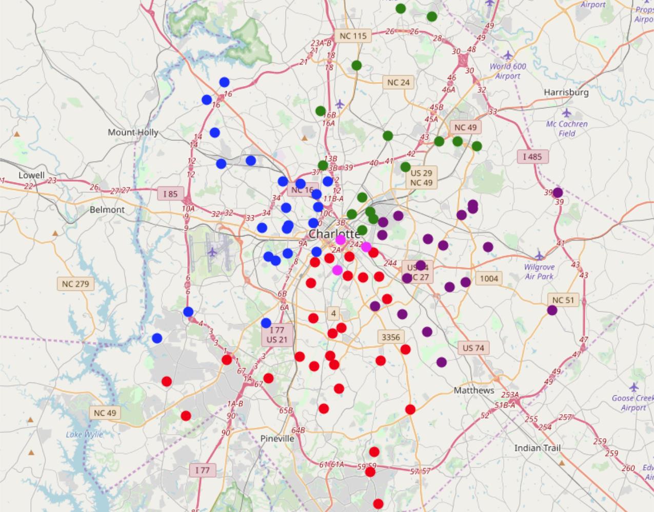 Shopping Mall distribution and possible future development in Charlotte, North Carolina, U.S.A. (Data Science)